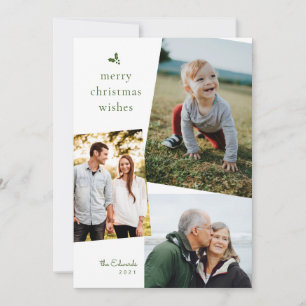 Green FroChristmas wünscht drei Fotokarten Feiertagskarte