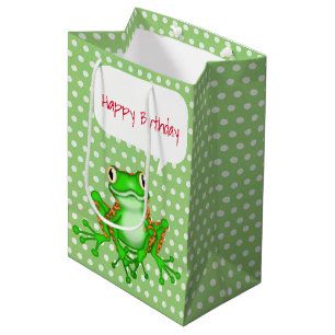 Green Frog auf Polka Dots Mittlere Geschenktüte