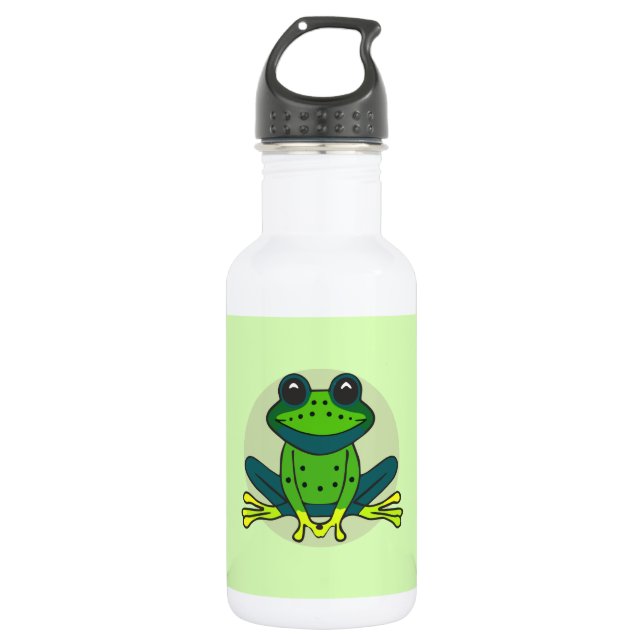 Green Frog Cartoon Edelstahlflasche (Vorderseite)
