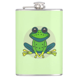 Green Frog Cartoon Flachmann