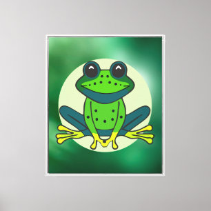 Green Frog Cartoon Leinwanddruck