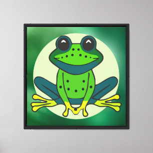 Green Frog Cartoon Leinwanddruck