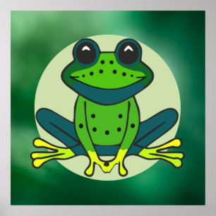 Green Frog Cartoon Poster