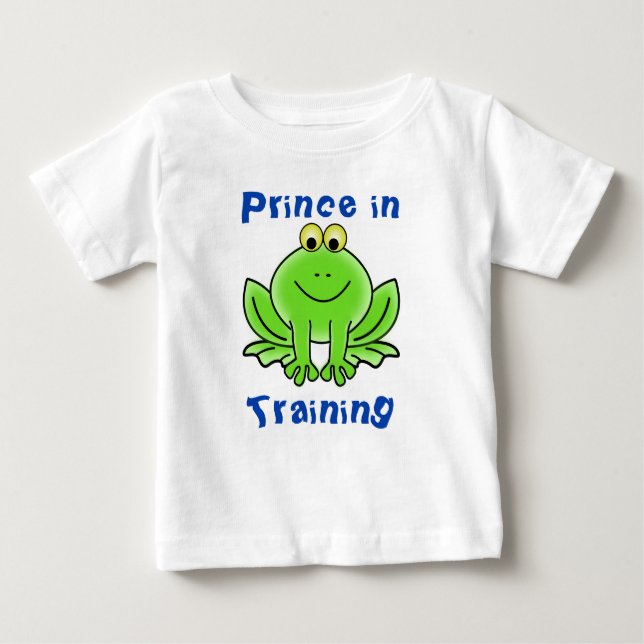 Green Frog Cartoon "Prince in Training" Baby T-shirt (Vorderseite)