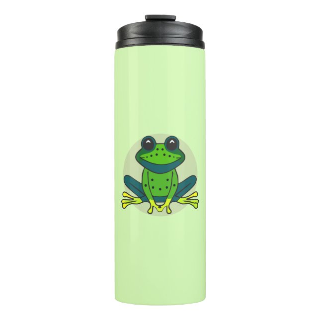 Green Frog Cartoon Thermosbecher (Vorderseite)