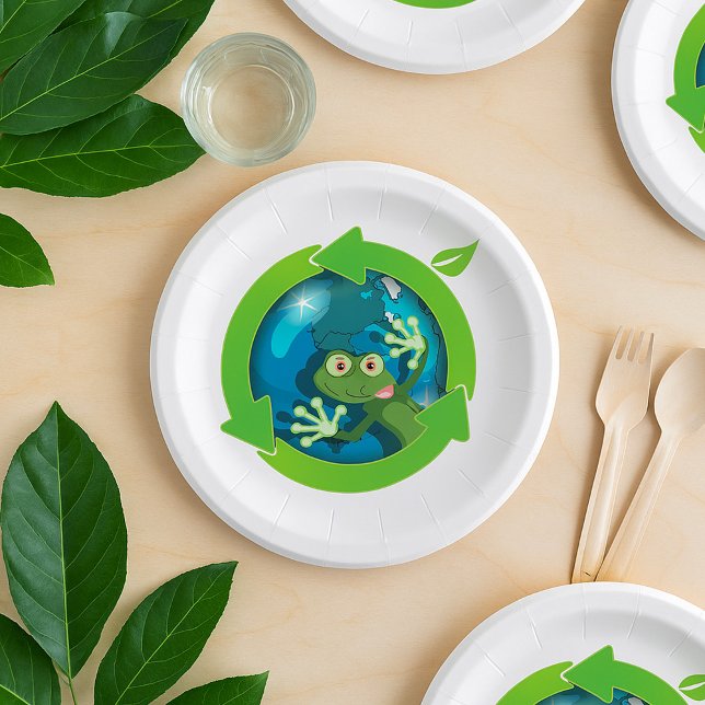 Green Frog Earth Pappteller (Von Creator hochgeladen)