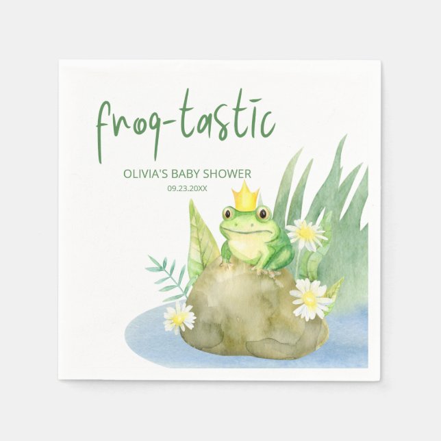 Green Frog Frog tastic Baby Shower Serviette (Vorderseite)