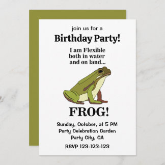 Green Frog Funny Birthday Party Einladung