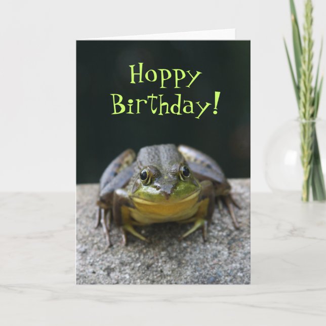 Green Frog Happy Birthday Card Karte (Vorderseite)