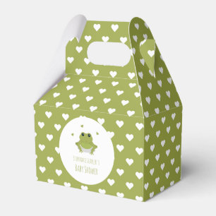Green Frog Hearts Name Baby Shower Geschenkschachtel
