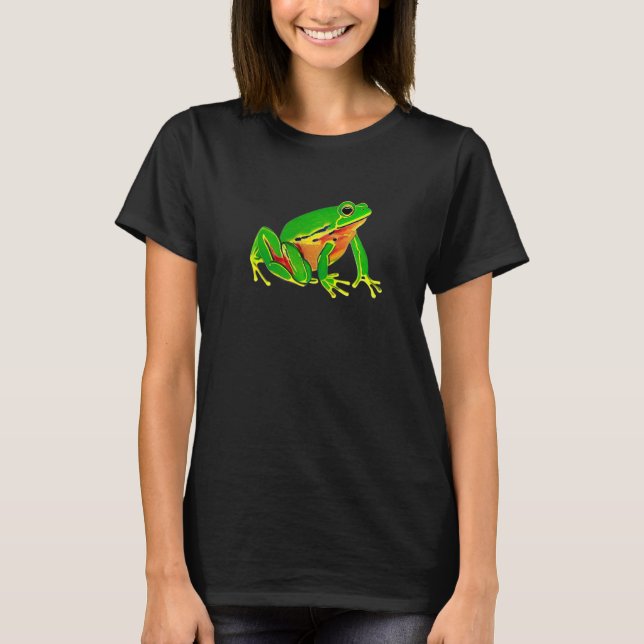 Green Frog Impressionist Portrait Amphibien Ästhe T-Shirt (Vorderseite)