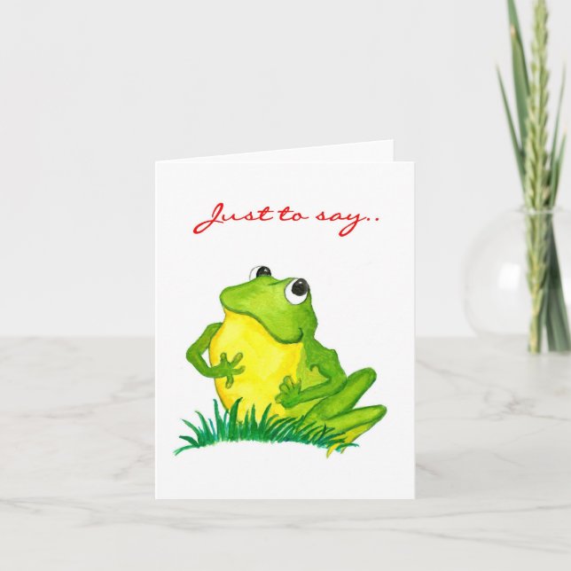 Green Frog 'Just to say' Notecard Karte (Vorderseite)