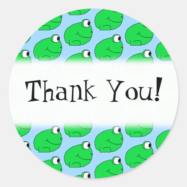 Green Frog Pattern. Danke. Runder Aufkleber (Vorderseite)