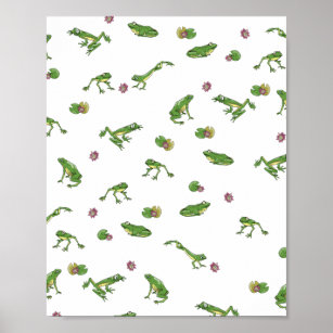 Green Frog Pattern Poster