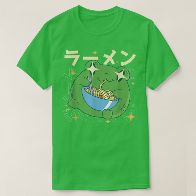 Green Frog Ramen Kawai Noodle gibt Japan Frosch T-Shirt (Design vorne)