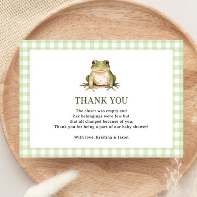 Green Frog Theme Baby Shower Dankeskarte (Von Creator hochgeladen)