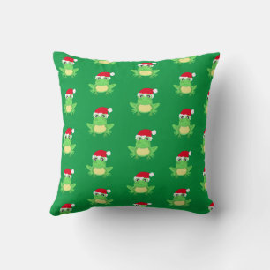 Green Frog Weihnachtsmannmütze Cartoon Pattern Neu Kissen
