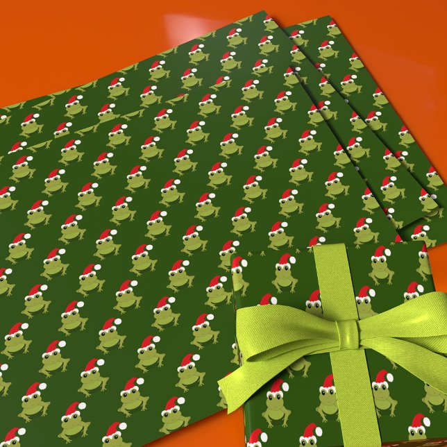 Green Frog Weihnachtsmannmütze Cartoon Weihnachten Geschenkpapier Set (Von Creator hochgeladen)