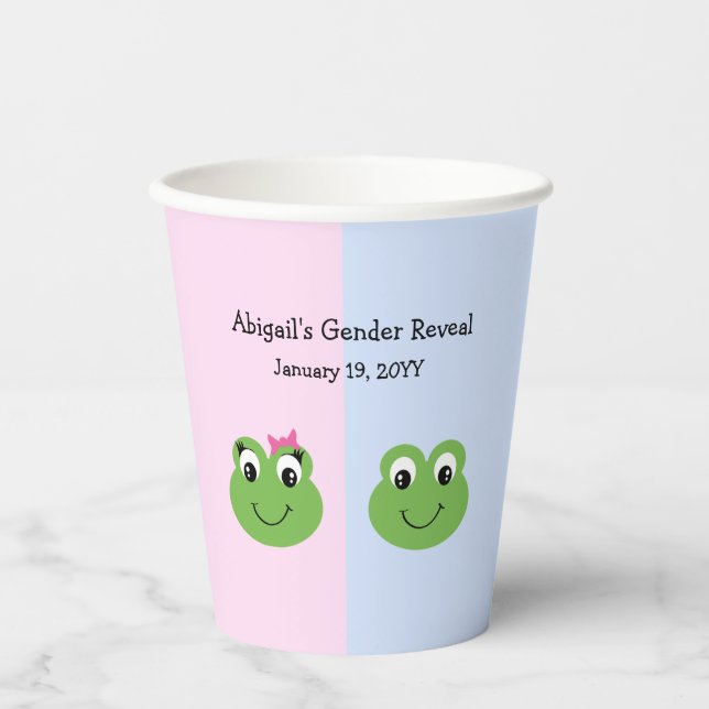 Green Frogs Gender Reveal Baby Shower Pappbecher (Vorderseite)