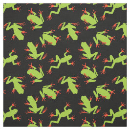 Green Frogs Pattern auf Schwarz Stoff