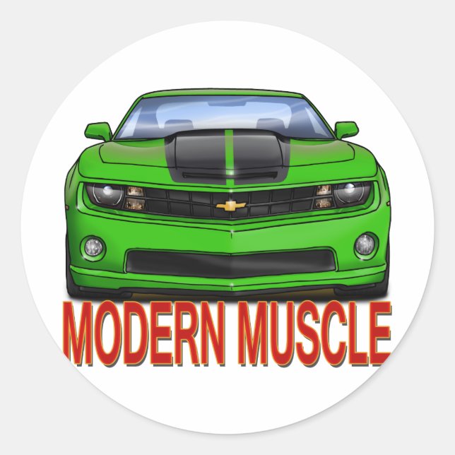 GREEN_FRONT_CAMARO.png Runder Aufkleber (Vorderseite)