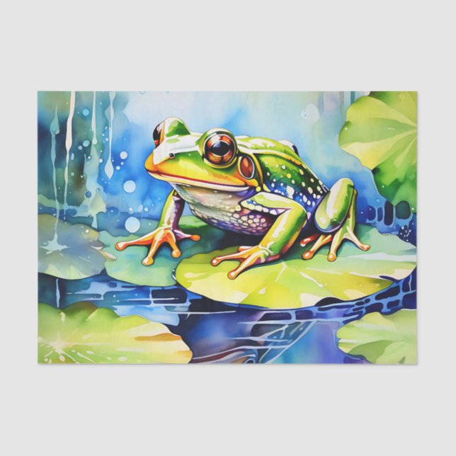 Green Frosch Watercolor Seidenpapier (Vorderseite)