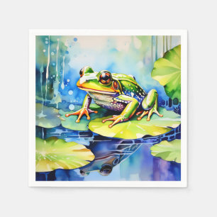 Green Frosch Watercolor Serviette