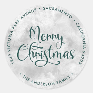 Green Frosty Frosty Christmas Rücksendeadressen-Au Runder Aufkleber