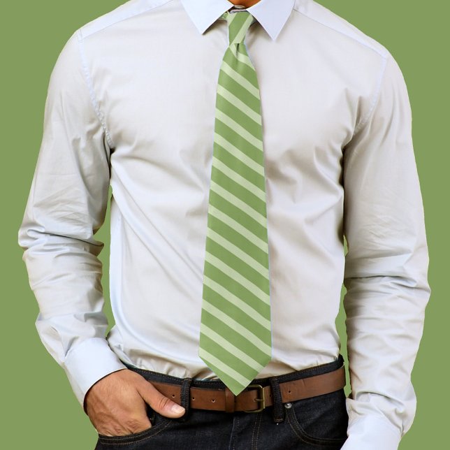 Green Fun Christmas Stripes Pattern Krawatte (Green striped mens neck tie)