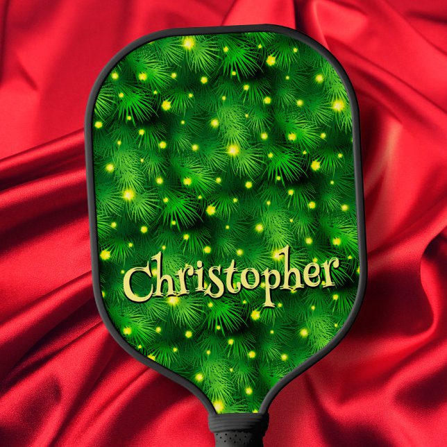 Green Fun Typografy Individuelle Name Weihnachtsba Pickleball Schläger (Von Creator hochgeladen)