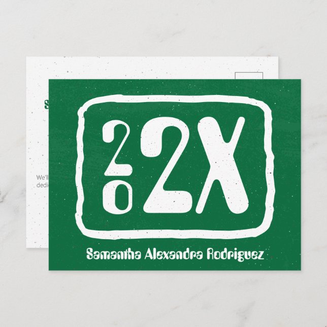 Green Funky Class Year Abschluss Postcard Postkarte (Vorne/Hinten)