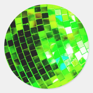 Green Funky Disco Ball Runder Aufkleber