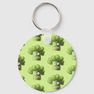 Green Funny Cartoon Broccoli Vegetarian Pattern Schlüsselanhänger