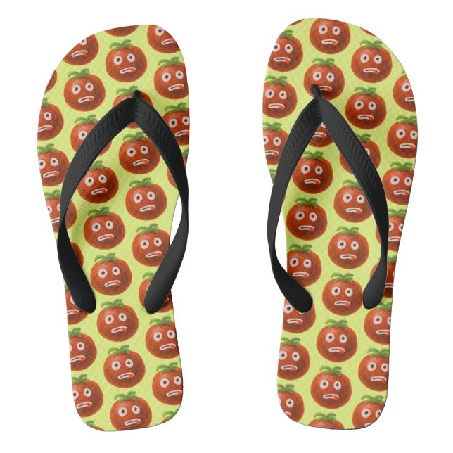 Green Funny Cartoon Tomato Pattern Flip Flops (Fußbett)