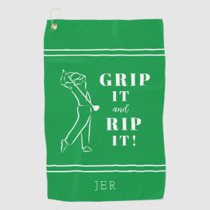 Green Funny Humour Golf Grip Rip Mens Pro Custom Golfhandtuch