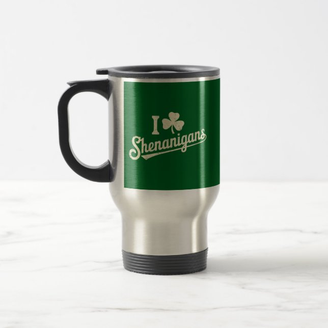 Green Funny Irish Patty's Kleeblatt Saint Patricks Reisebecher (Links)
