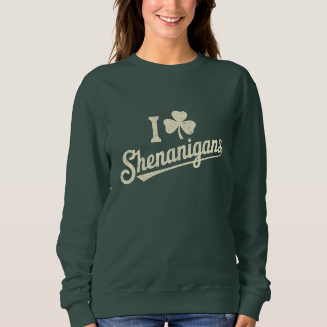 Green Funny Irish Patty's Kleeblatt Saint Patricks Sweatshirt (Vorderseite)