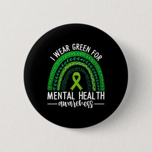 Green für Mental Health Awareness Ribbon Rain Button