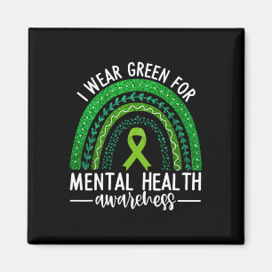 Green für Mental Health Awareness Ribbon Rain Magnet
