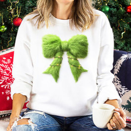 Green Furry Weihnachtsbow mit Lichtern Sweatshirt