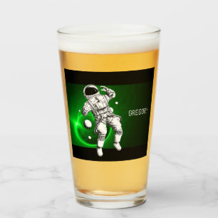 Green Galaxy Astronaut Personalisiert Glas