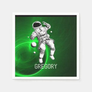 Green Galaxy Astronaut Personalisiert Serviette