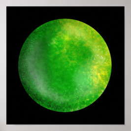Green Galaxy Orb - Emerald Marble Print Poster