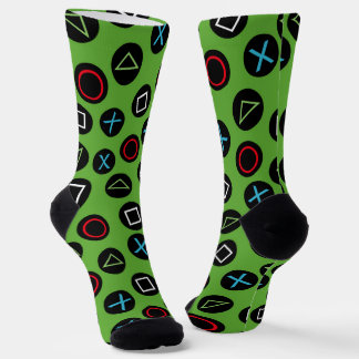 Green Gamer Console Buttons Socks Gaming Socken