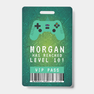 Green Gamer VIP Pass Einladung zum Geburtstag Ausweis