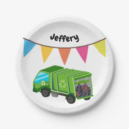 Green Garbage Truck - Geburtstag eines Kindes Pappteller