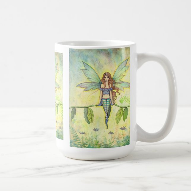 Green Garden Fairy von Molly Harrison Fantasy Art Kaffeetasse (Rechts)