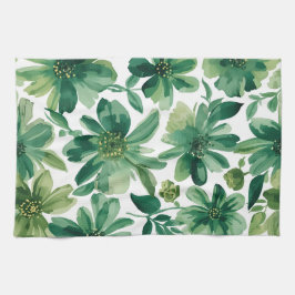 Green Garden Floral Botanical Watercolor Painting Geschirrtuch