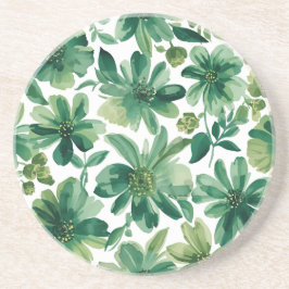 Green Garden Floral Botanical Watercolor Painting Getränkeuntersetzer