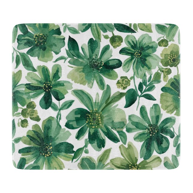 Green Garden Floral Botanical Watercolor Painting Schneidebrett (Vorderseite)